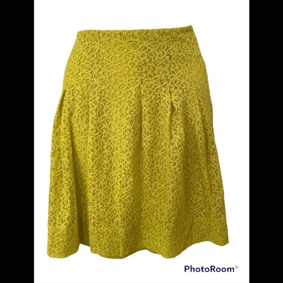 Anthropologie HD In Paris Chartreuse Lace Skirt Sz 4 - Picture 2 of 8